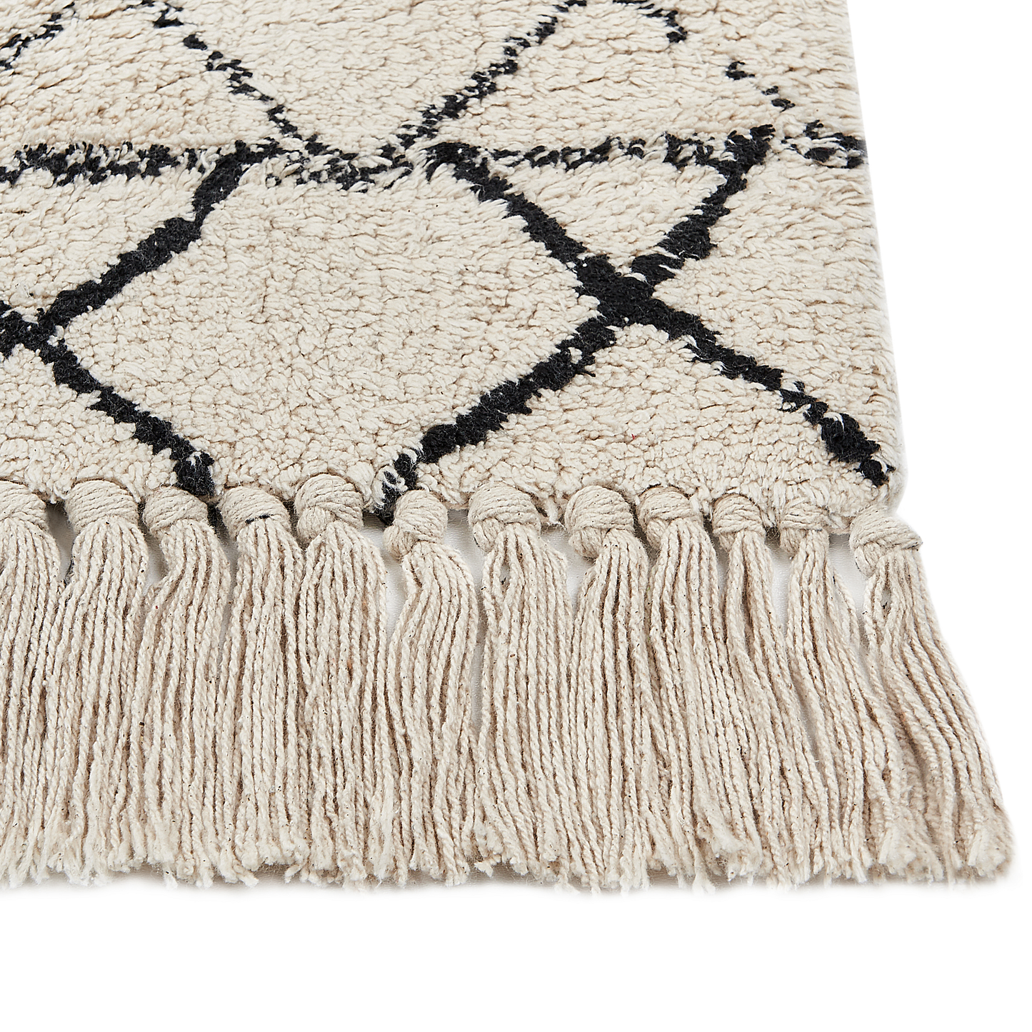 Aztec Cotton Area Rug Beige Black 140 x 200 Low Pile Modern