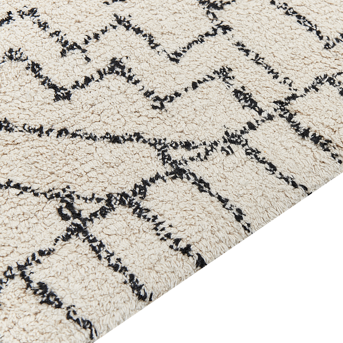 Cotton Aztec Rug Beige Black 160 x 230cm Low Pile