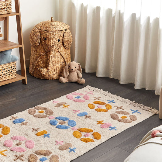 Area Rug Multicolour Cotton 80 x 150cm With Tassels