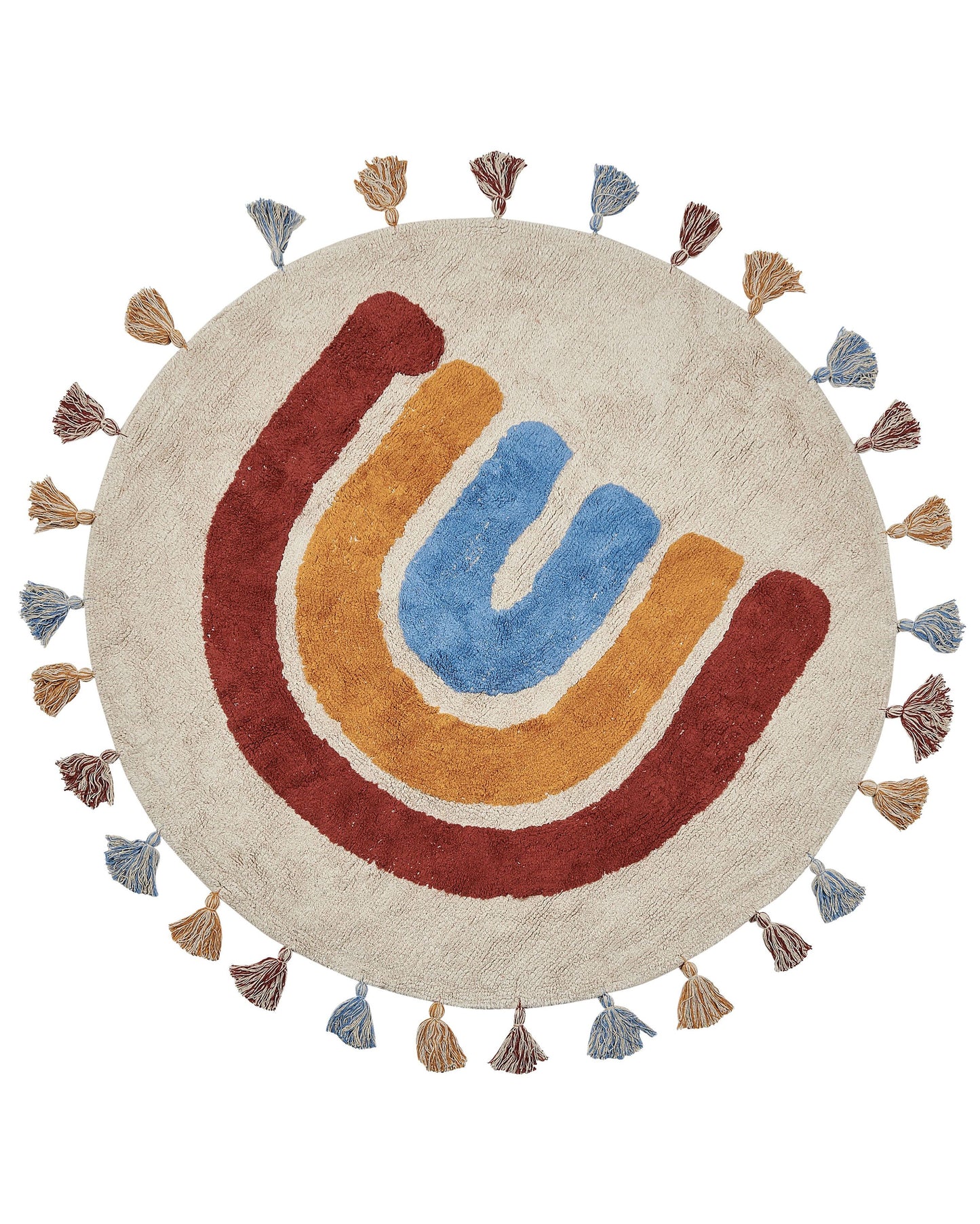 Laurel Loom Rainbow Round Cotton Area Rug 120cm With Tassels