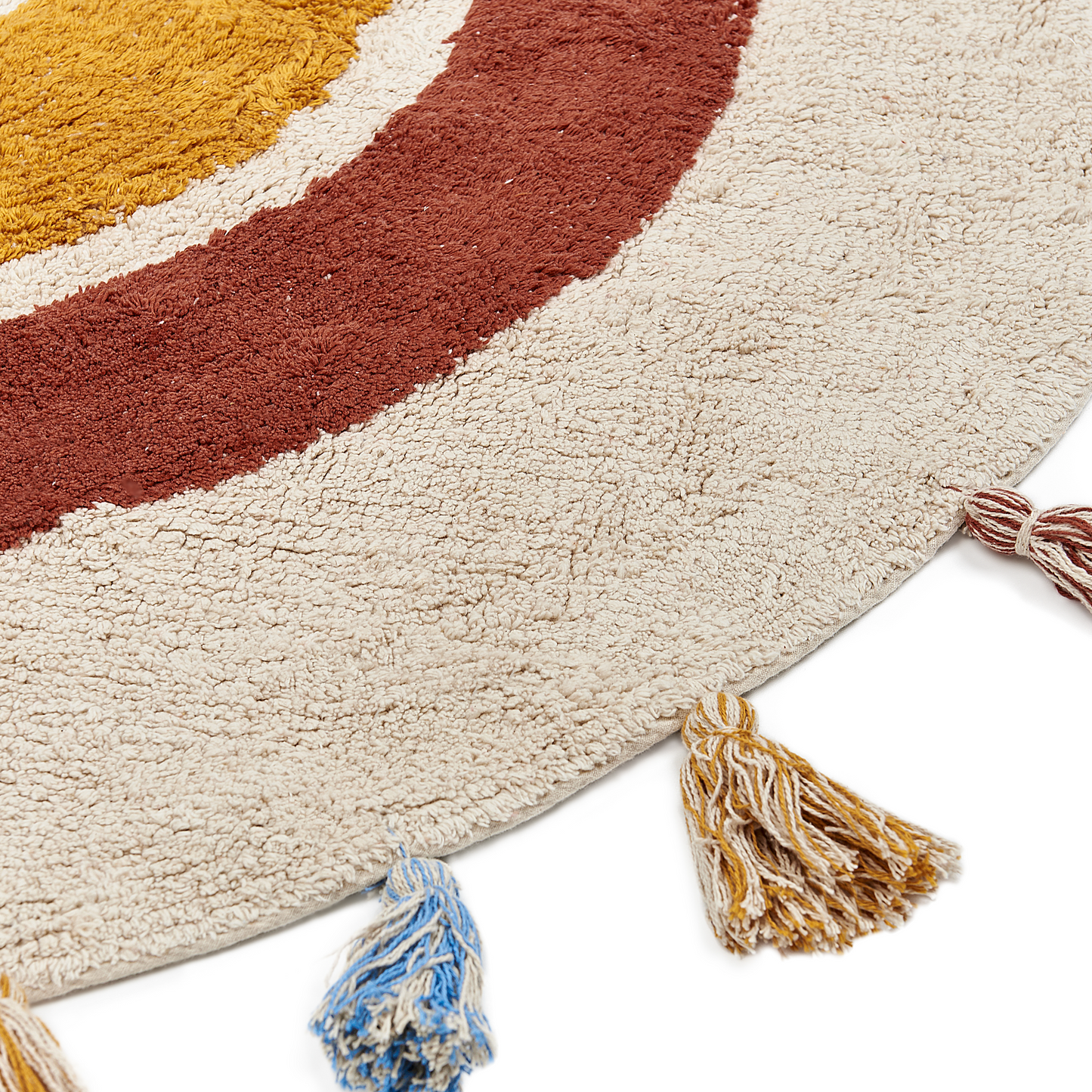 Laurel Loom Rainbow Round Cotton Area Rug 120cm With Tassels