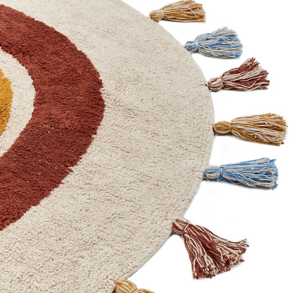 Laurel Loom Rainbow Round Cotton Area Rug 120cm With Tassels