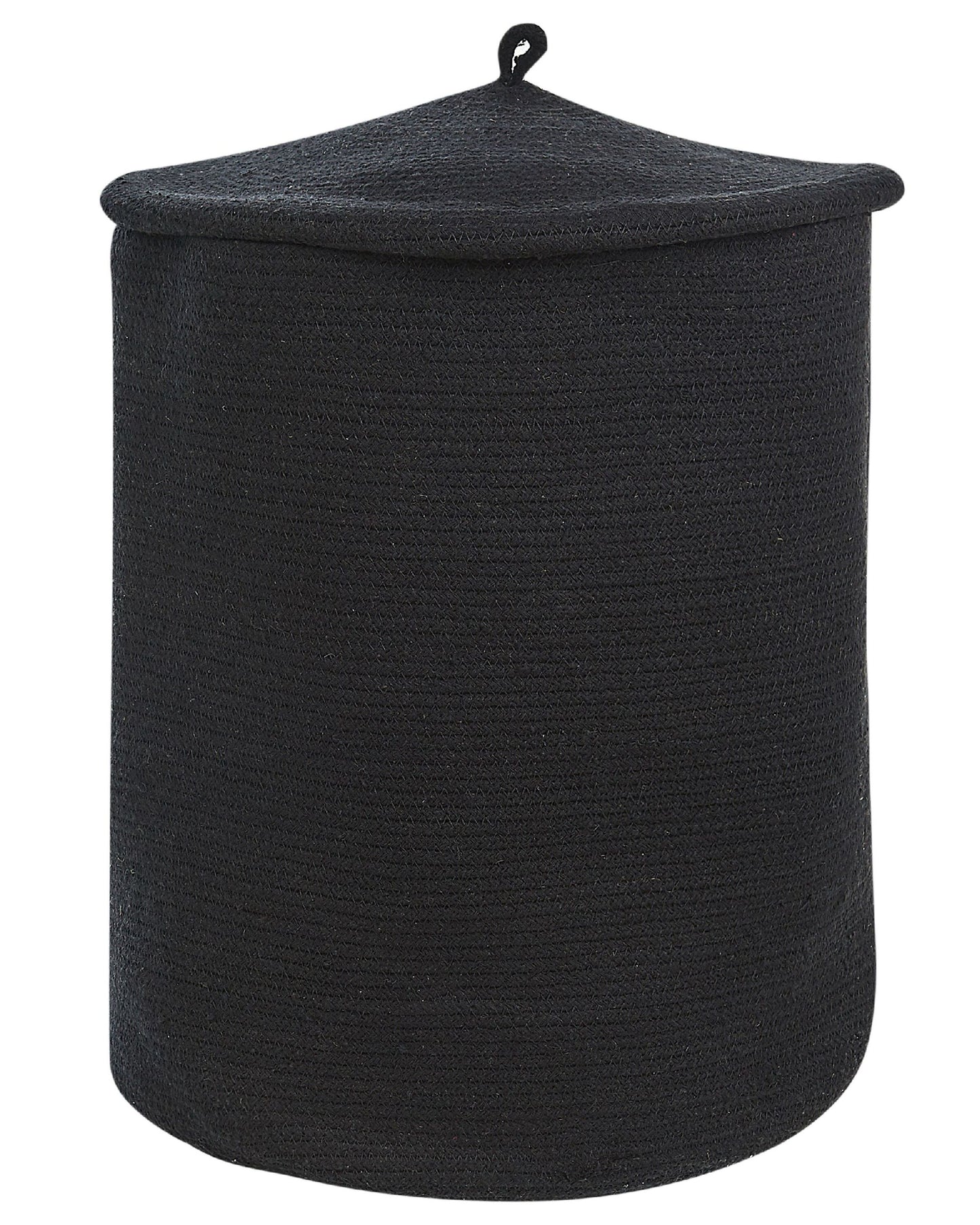 Black Cotton Storage Basket With Lid Laundry Bin For Boho Home Organization