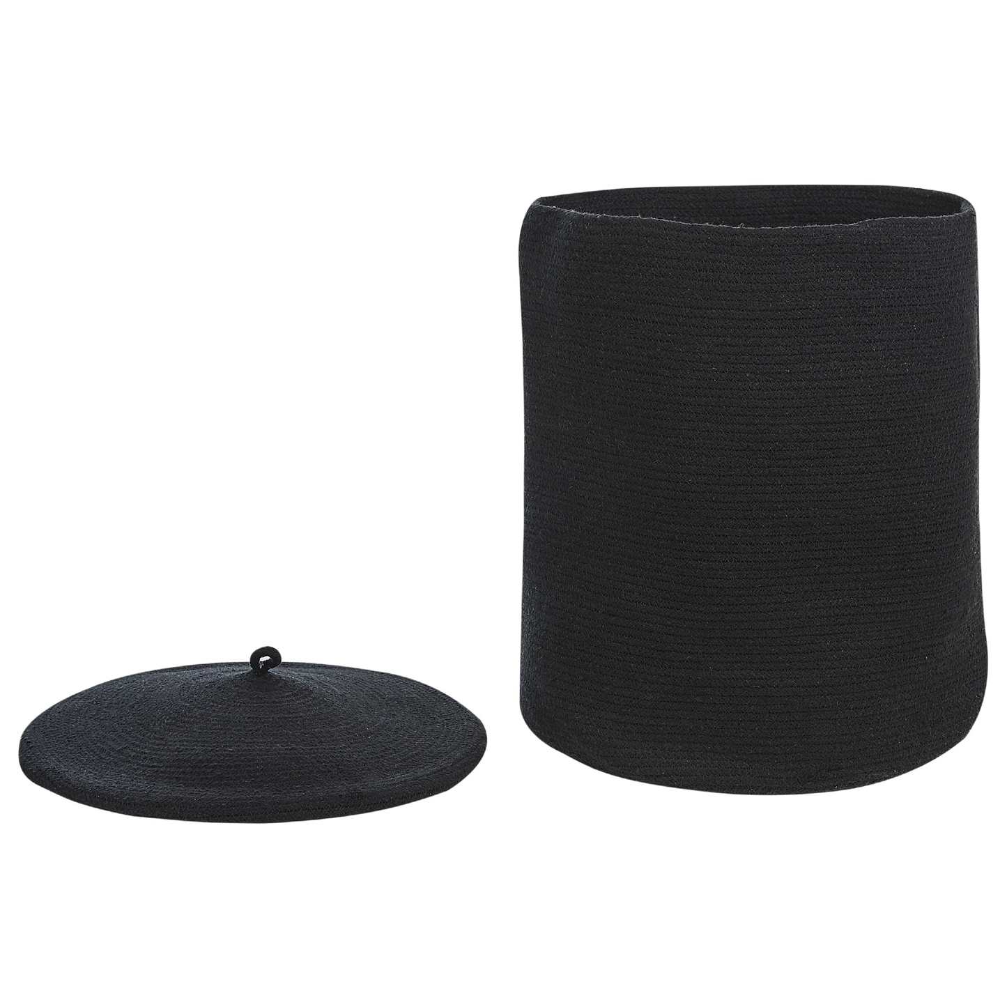 Black Cotton Storage Basket With Lid Laundry Bin For Boho Home Organization