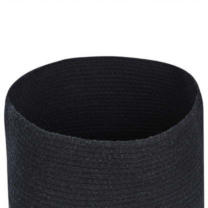 Black Cotton Storage Basket With Lid Laundry Bin For Boho Home Organization