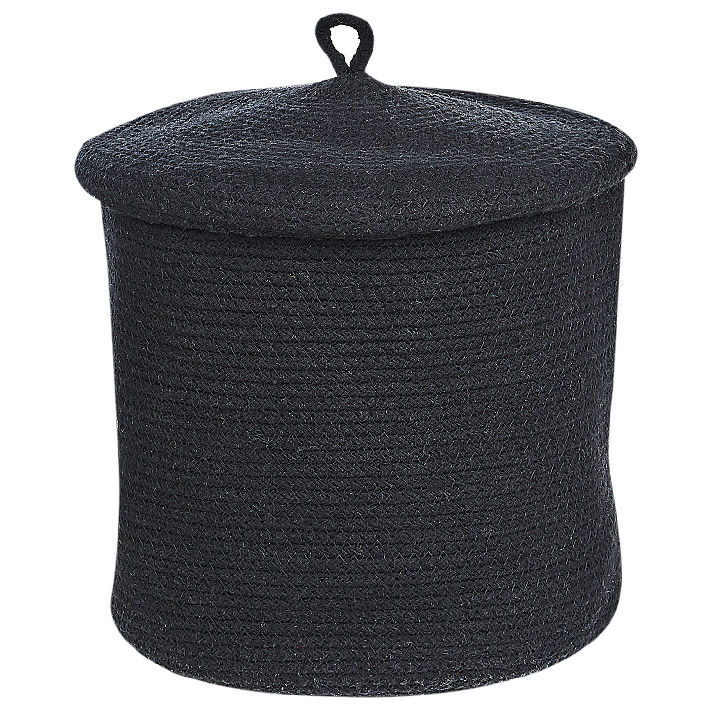 Boho Storage Baskets Set of 2 Black Cotton with Lid