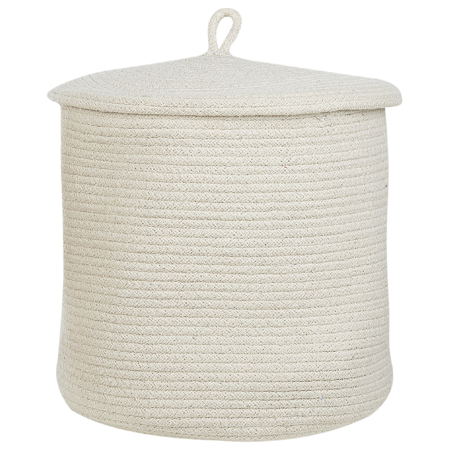 Set Of 2 Storage Baskets With Lid Off White Cotton Striped