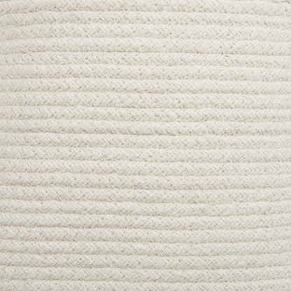 Set Of 2 Storage Baskets With Lid Off White Cotton Striped