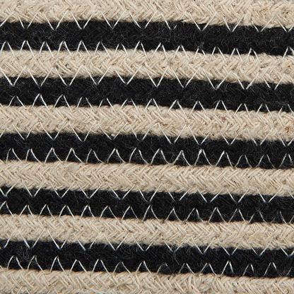 Set Of 2 Storage Baskets Beige And Black Cotton Striped