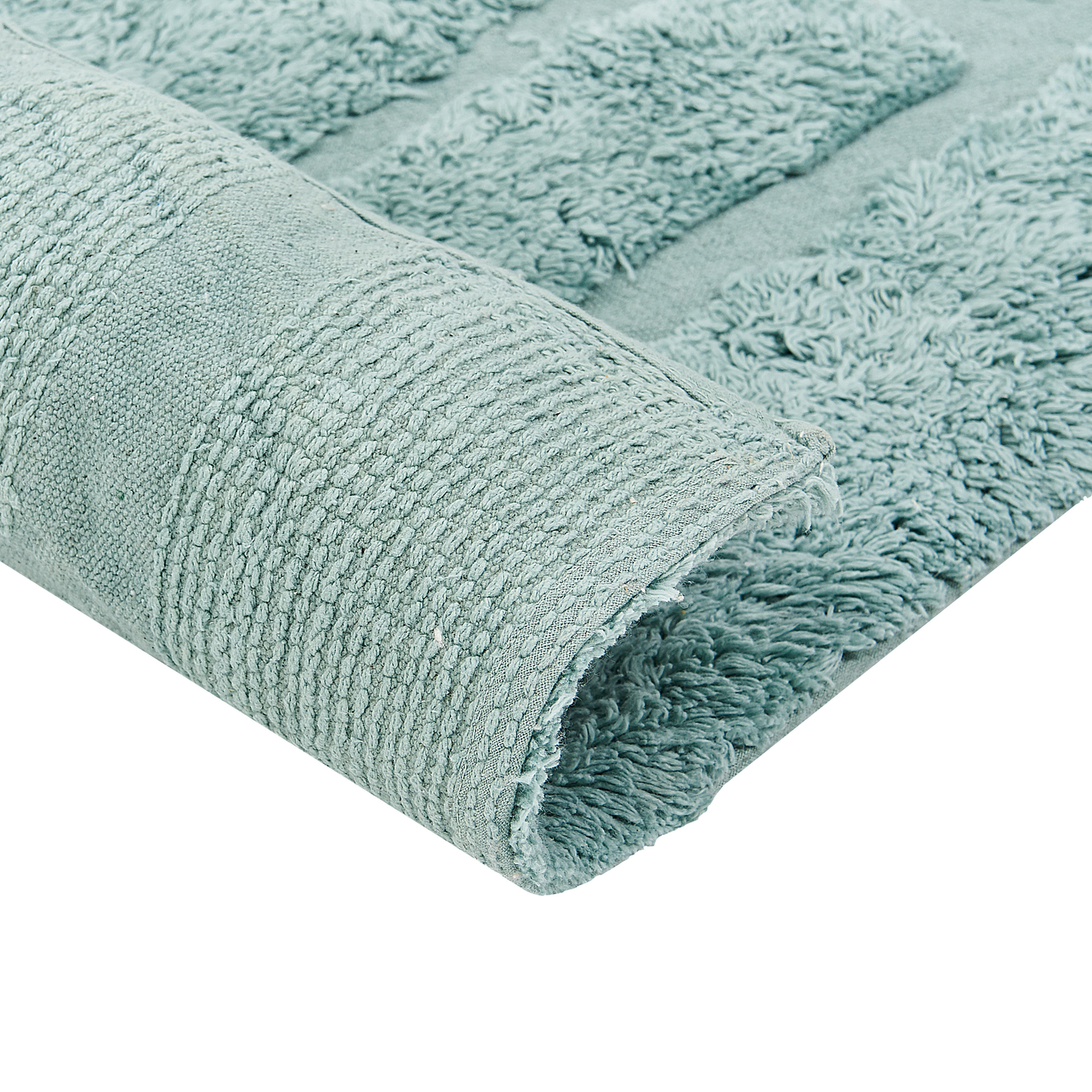 Mint Cotton Area Rug 140 x 200 Hand Tufted Shaggy Geometric