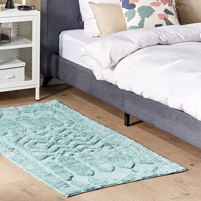Mint Cotton Area Rug Hand Tufted Geometric Shaggy 80 x 150cm