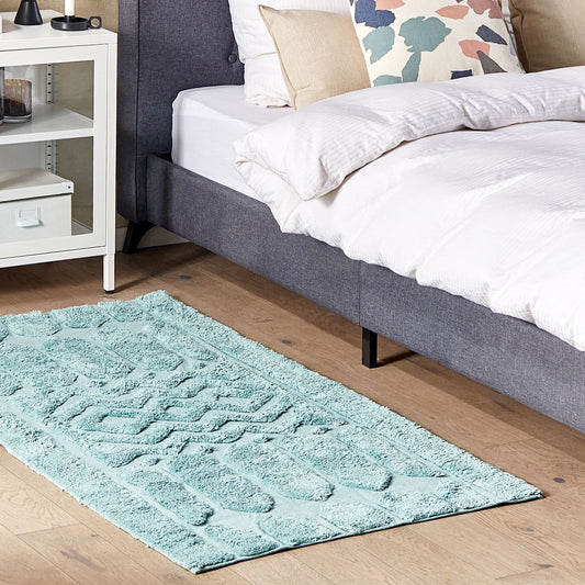 Mint Cotton Area Rug Hand Tufted Geometric Shaggy 80 x 150cm