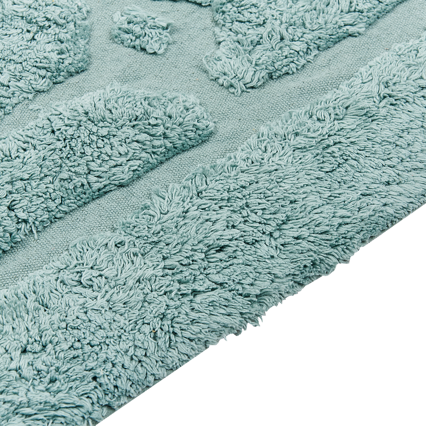 Mint Cotton Area Rug Hand Tufted Geometric Shaggy 80 x 150cm