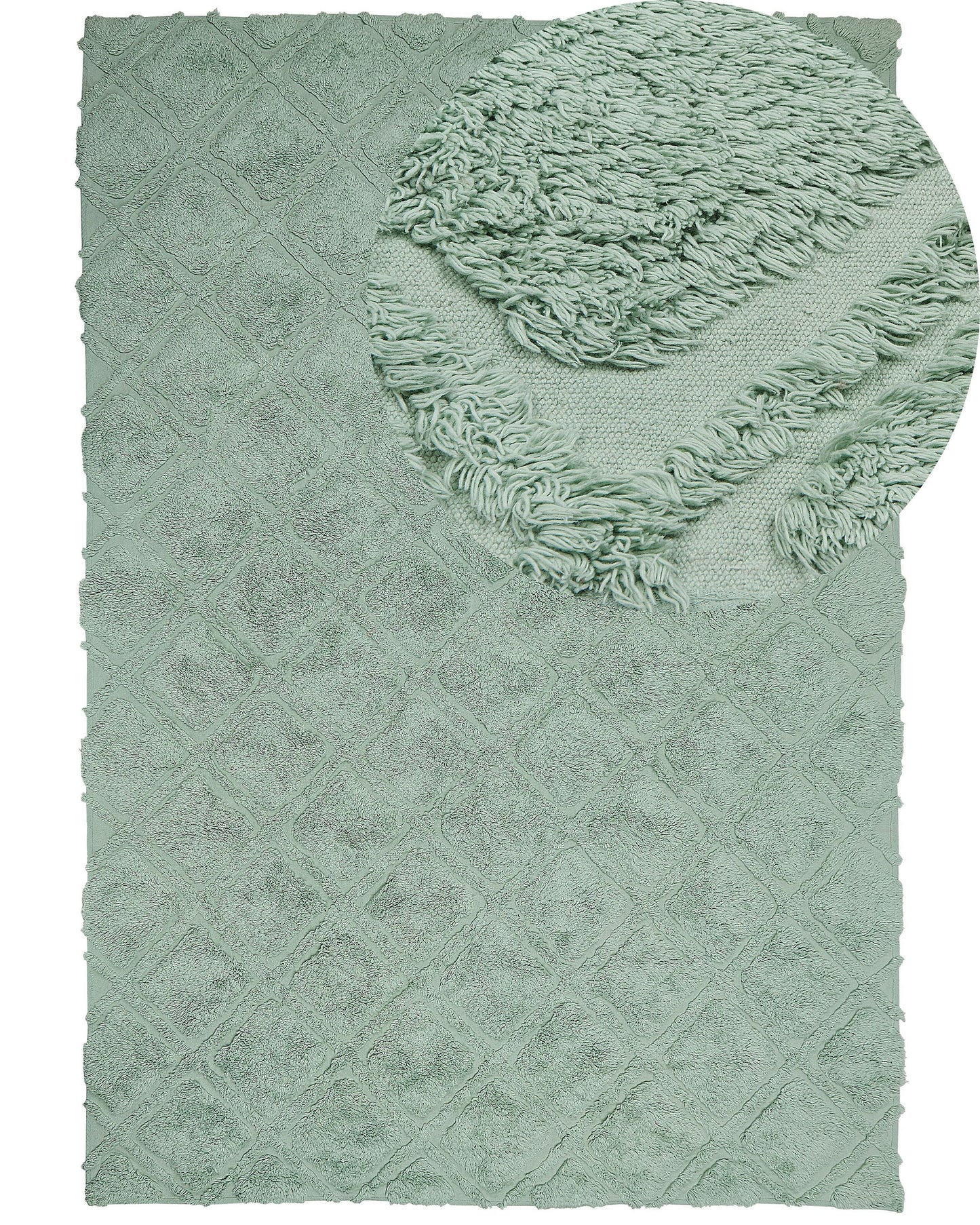 Area Rug Green Cotton 160 x 230cm Geometric Hand Tufted