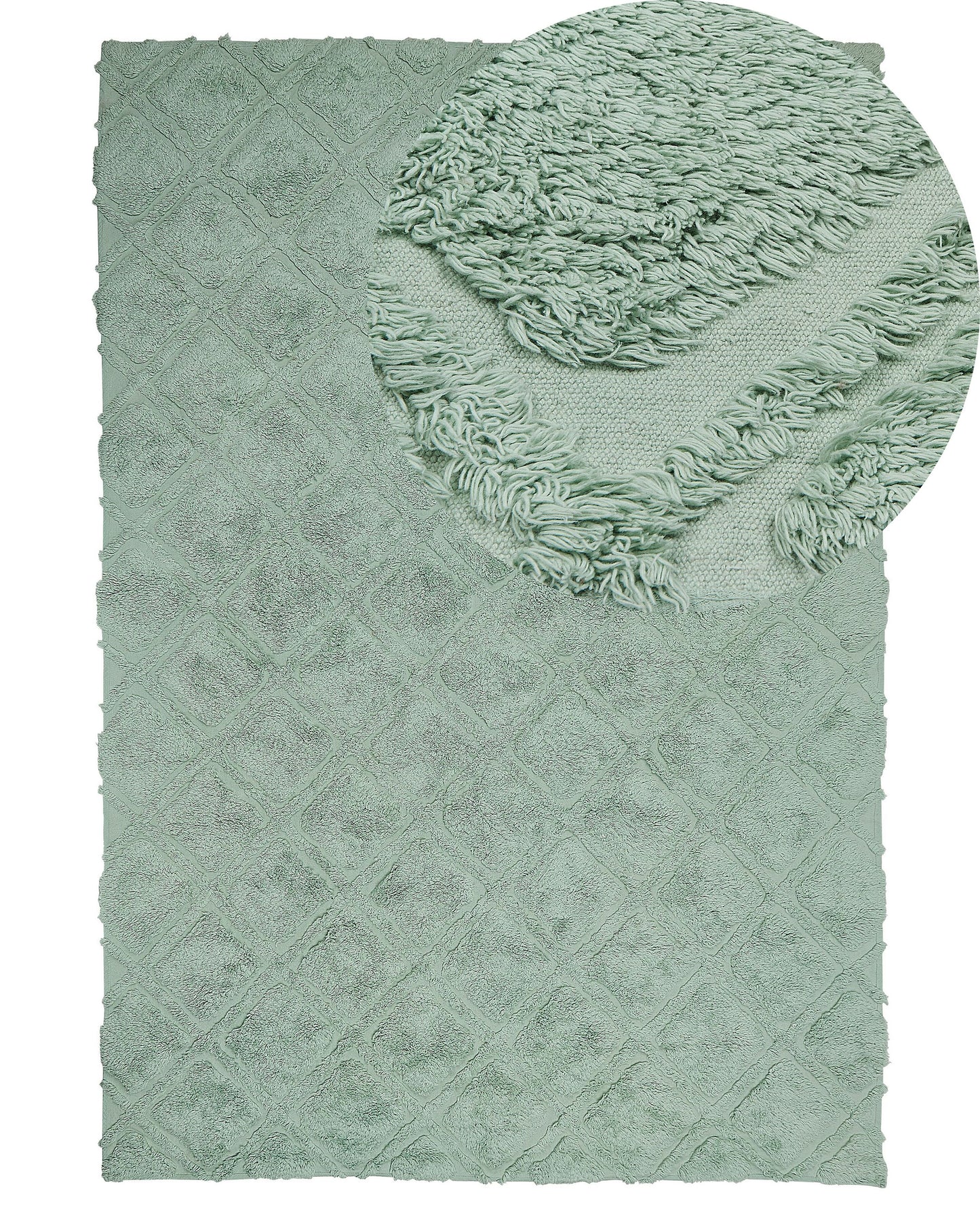 Green Geometric Hand Tufted Area Rug 140 x 200cm