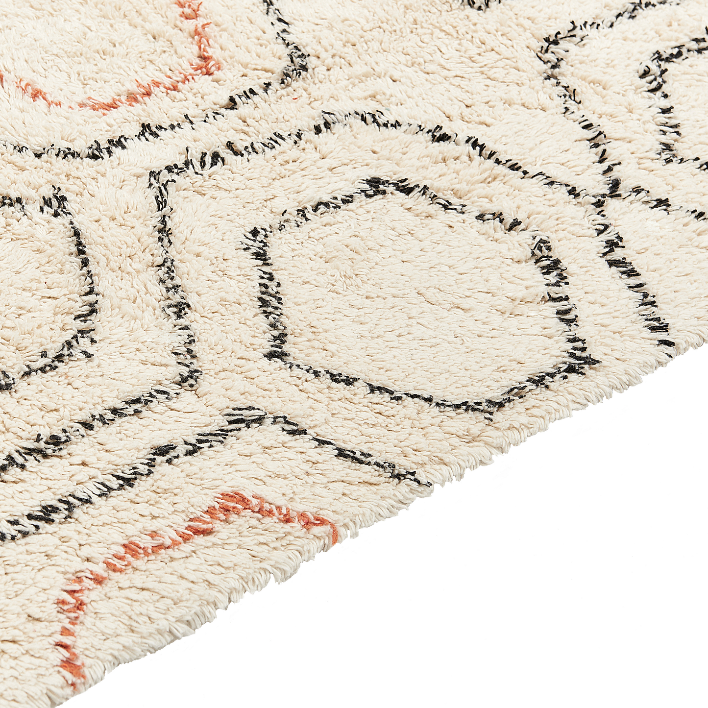 Rug 160 x 230cm Tufted Cotton Geometric Beige Orange Tassels