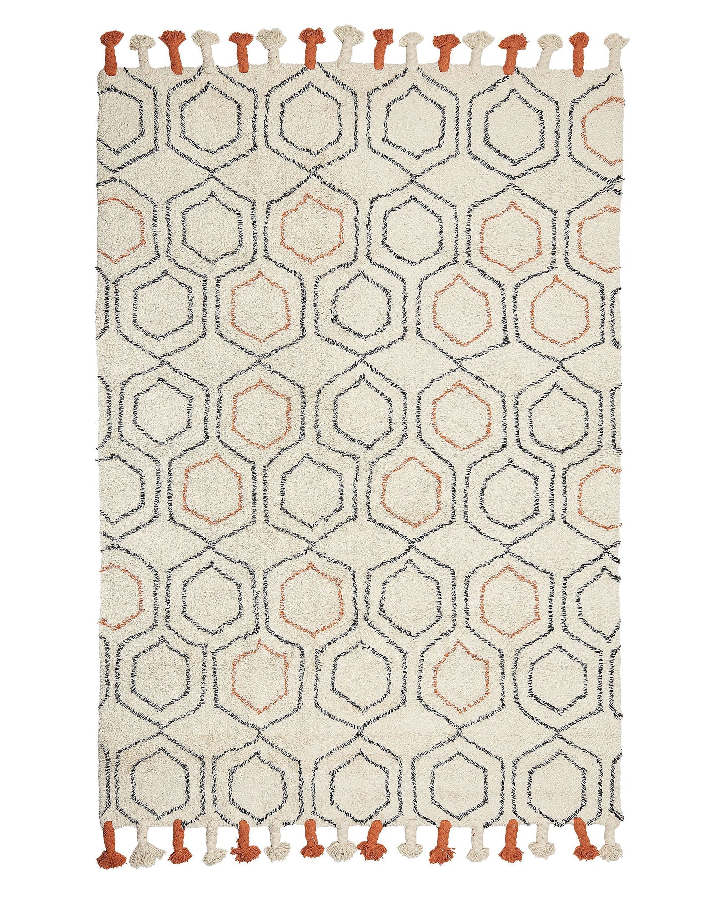 Cotton Hand Tufted Shag Area Rug Beige Orange 140 x 200