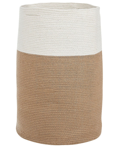 Storage Basket Braided Beige White Hamper