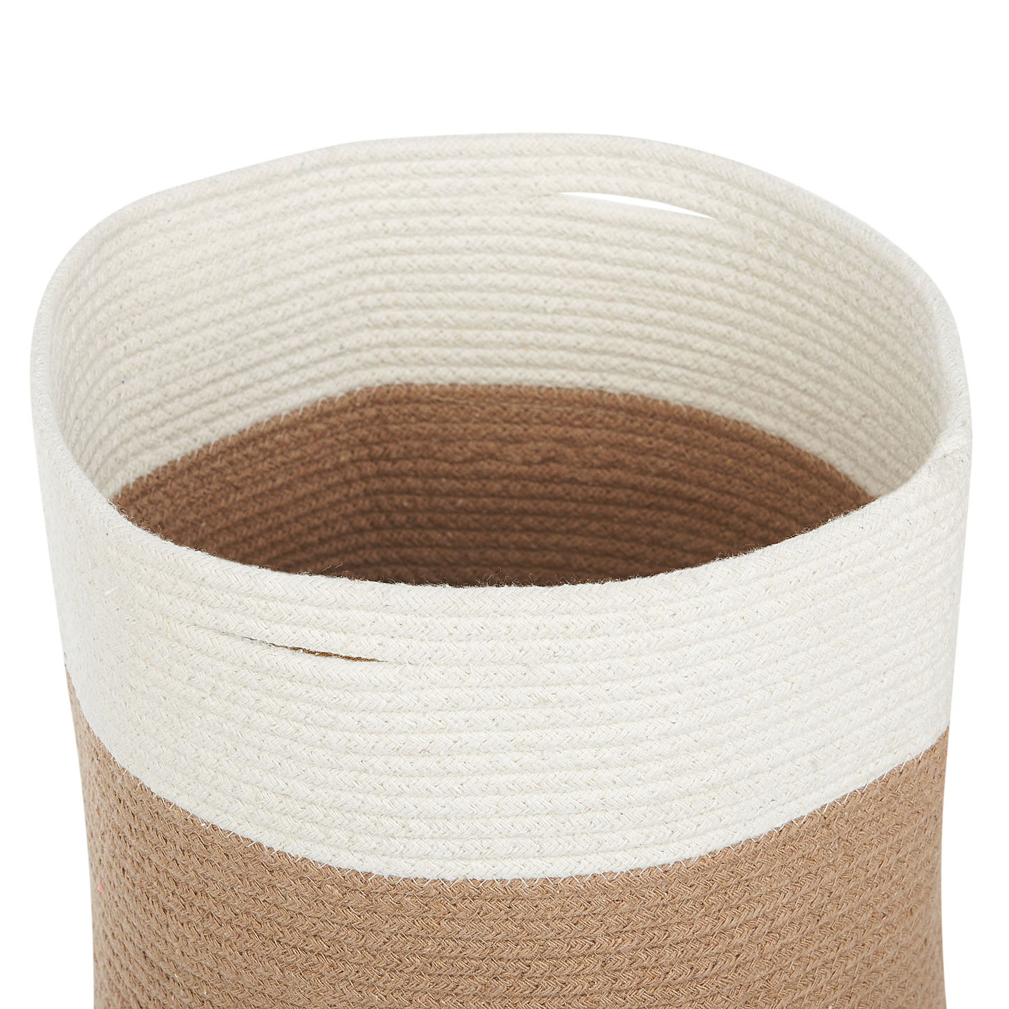 Storage Basket Braided Beige White Hamper