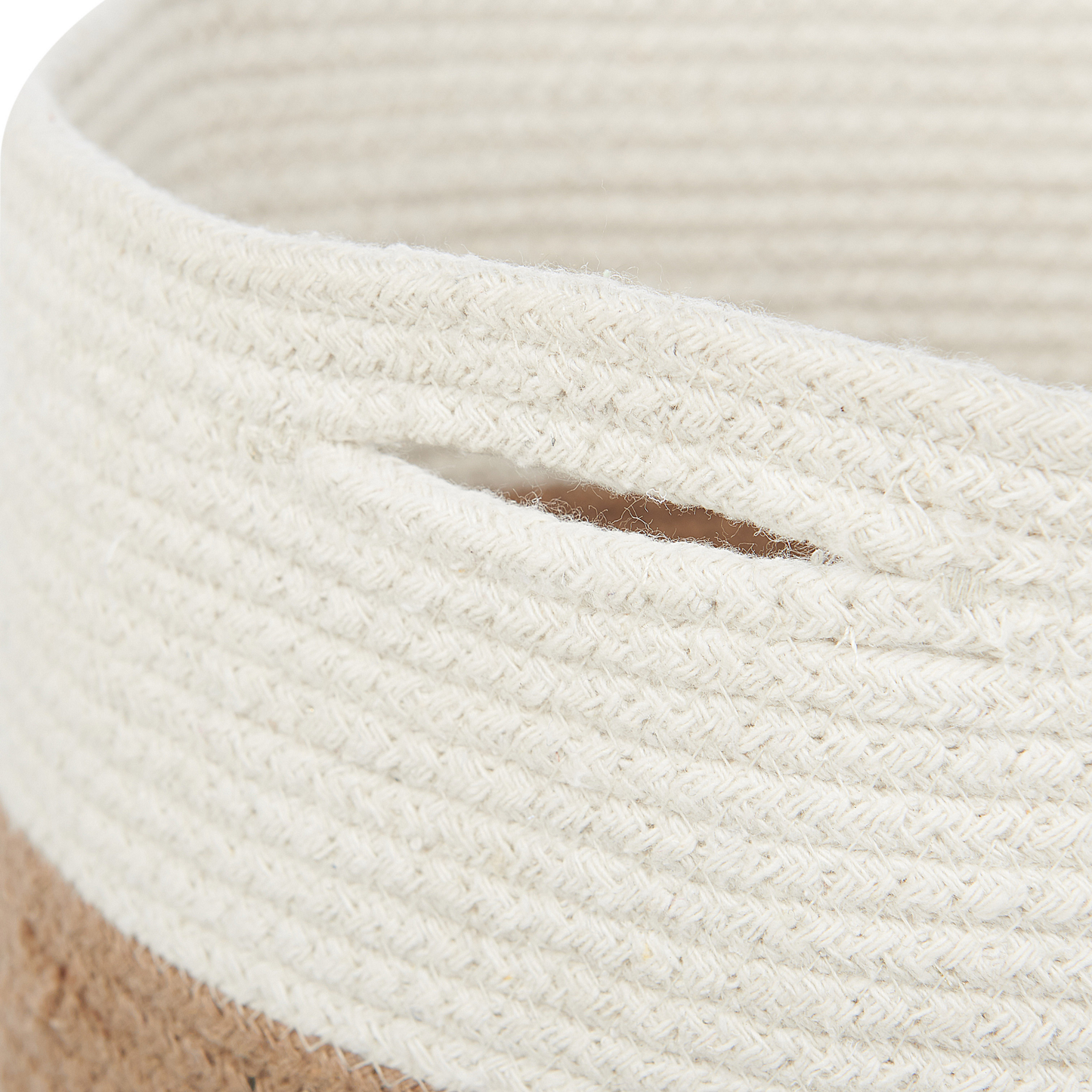 Storage Basket Braided Beige White Hamper