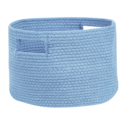 Blue Braided Cotton Rope Storage Baskets 2 Pack Handles