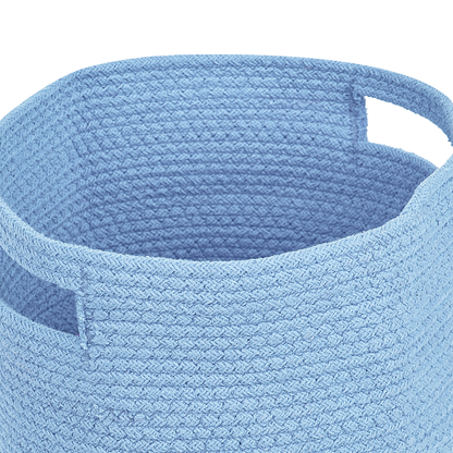 Blue Braided Cotton Rope Storage Baskets 2 Pack Handles