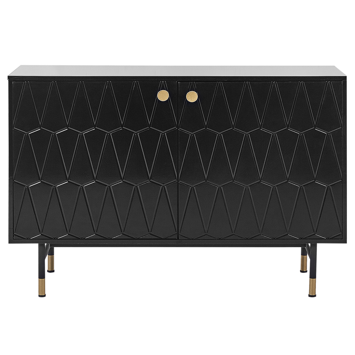 Brand Sideboard Black MDF Two Door Cabinet With Gold Legs