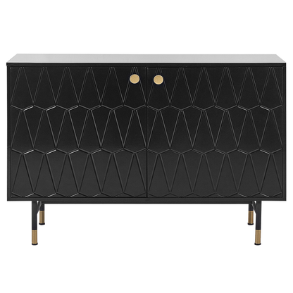 Brand Sideboard Black MDF Two Door Cabinet With Gold Legs