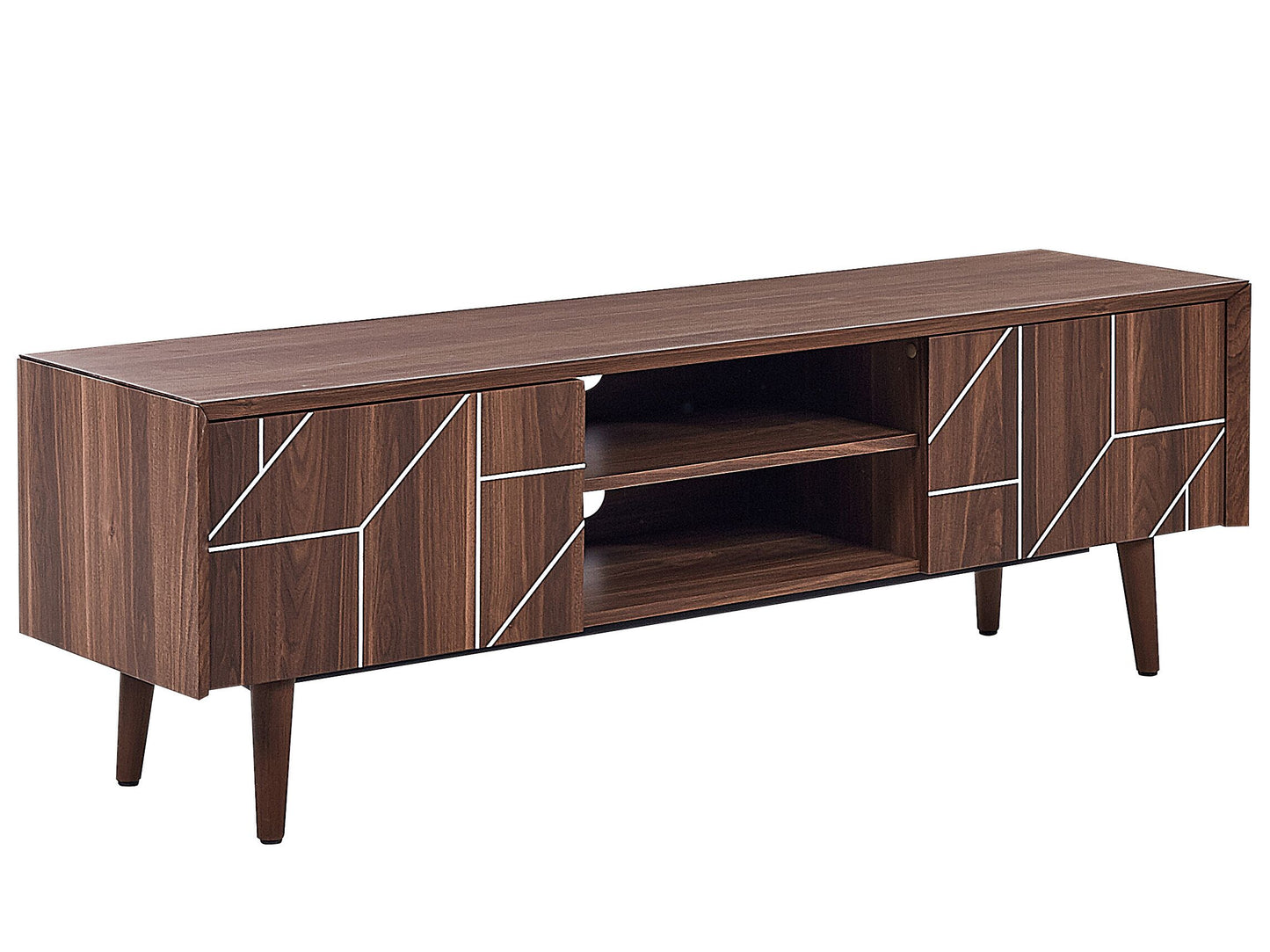 Dark Brown TV Stand For 70 Inch TVs With 2 Cabinets