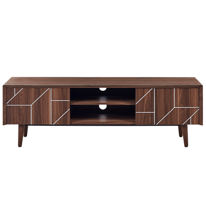 Dark Brown TV Stand For 70 Inch TVs With 2 Cabinets