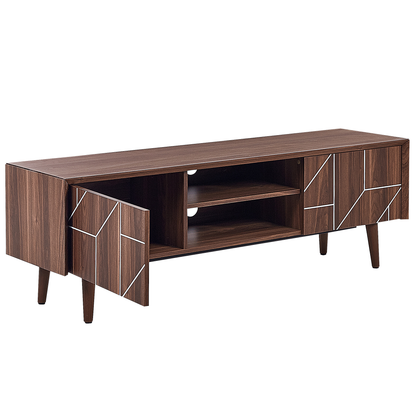 Dark Brown TV Stand For 70 Inch TVs With 2 Cabinets