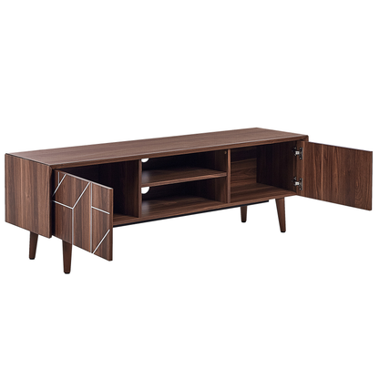 Dark Brown TV Stand For 70 Inch TVs With 2 Cabinets