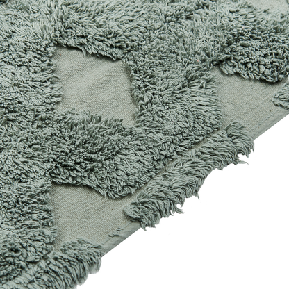 Green Cotton Area Rug 80 x 150cm Hand Tufted Shaggy