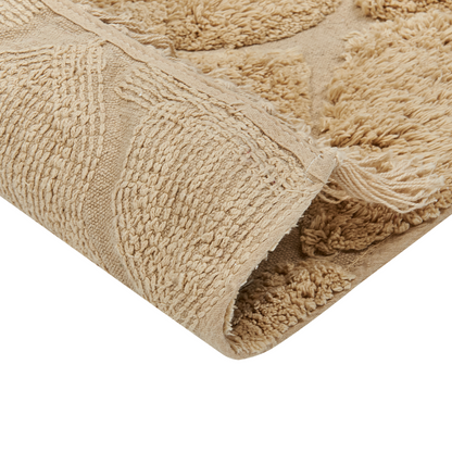 Hand Tufted Cotton Area Rug 160 x 230 Beige Geometric Tassels