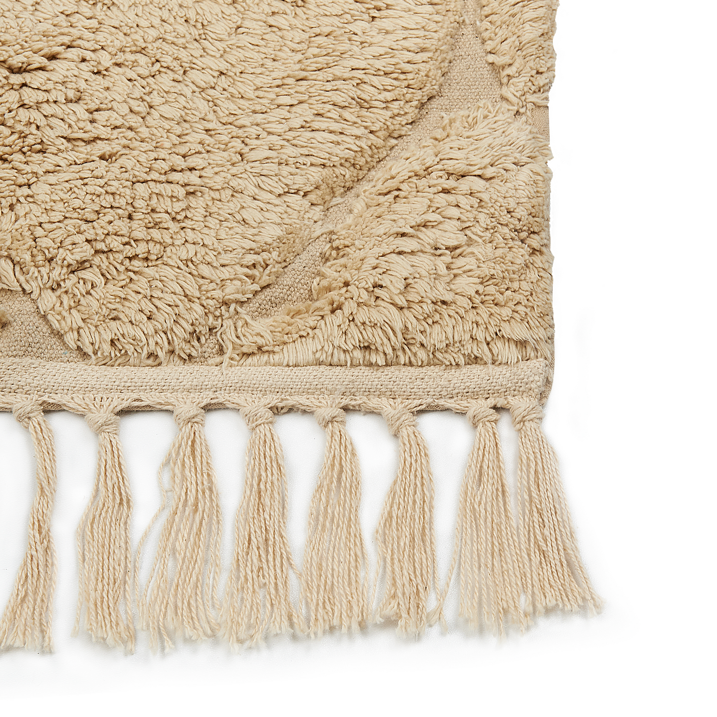 Hand Tufted Cotton Area Rug 160 x 230 Beige Geometric Tassels