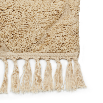 Hand Tufted Cotton Area Rug 160 x 230 Beige Geometric Tassels