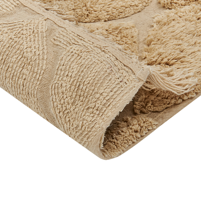 Moroccan Beige Cotton Hand Tufted Area Rug 80 x 150cm Tassels
