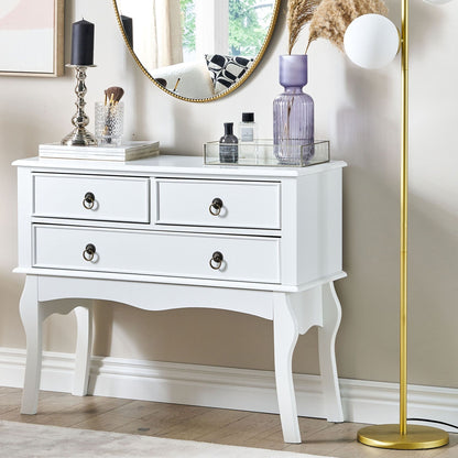 LuxeHome White MDF Console Table 91x35x75 cm 3 Drawers Retro Design