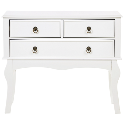 LuxeHome White MDF Console Table 91x35x75 cm 3 Drawers Retro Design
