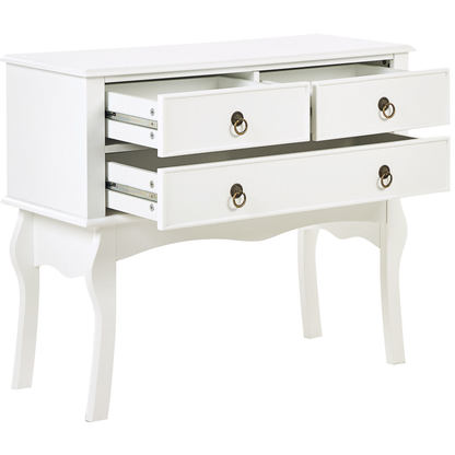LuxeHome White MDF Console Table 91x35x75 cm 3 Drawers Retro Design