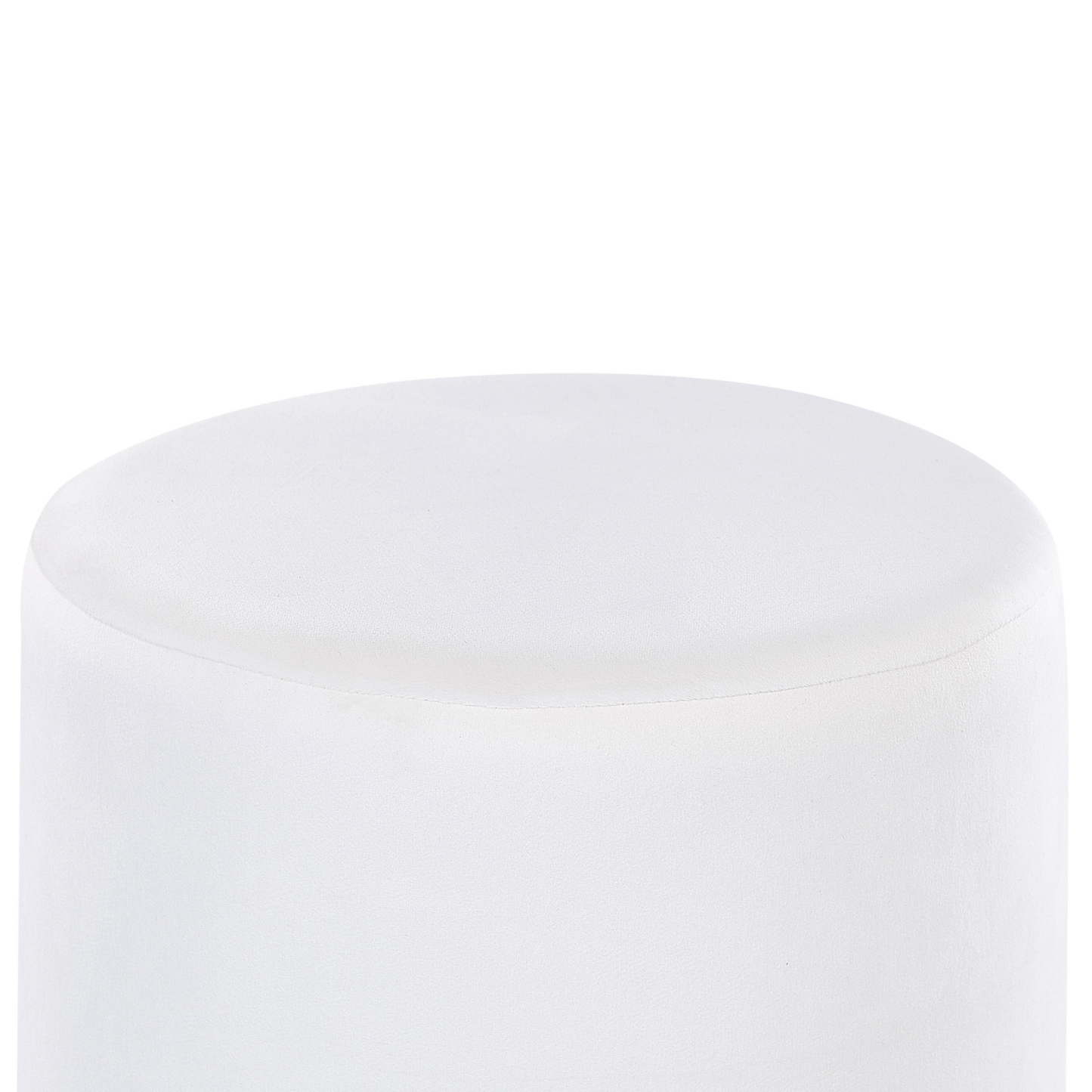 Velvet Footstool White Round Pouffe With Gold Trim