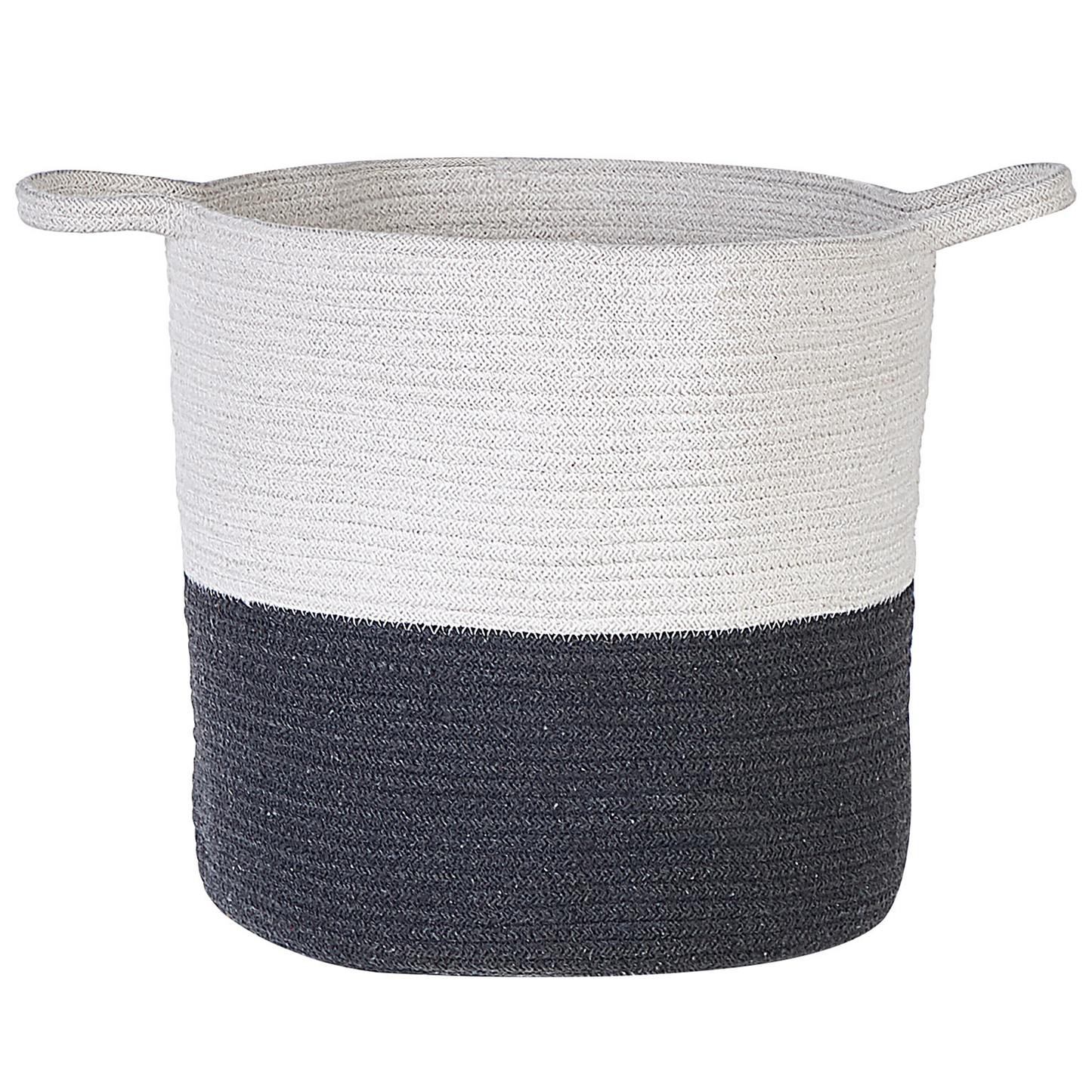 Set Of 2 Black And White Woven Cotton Storage Baskets For Laundry And Home Organization