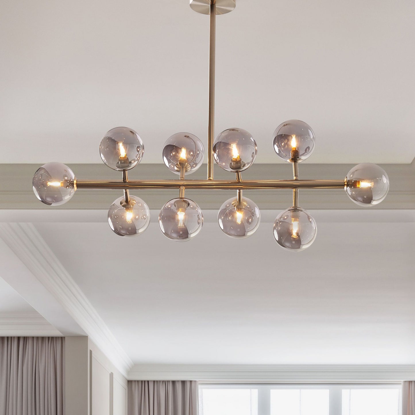 Glamora Pendant Lamp 10-Light Silver Glass Modern Ceiling Light