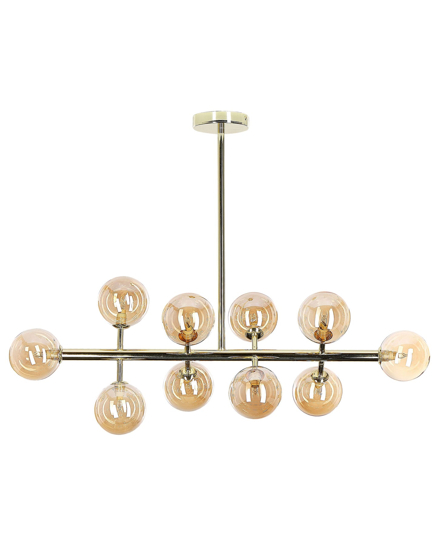 Lighting Pendant Lamp Gold Steel And Glass 10 Lights Modern Ceiling Light