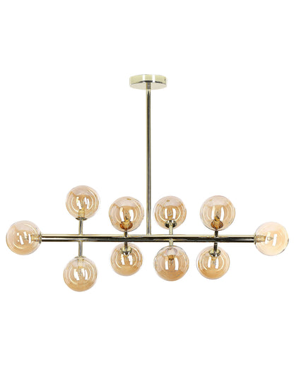 Lighting Pendant Lamp Gold Steel And Glass 10 Lights Modern Ceiling Light