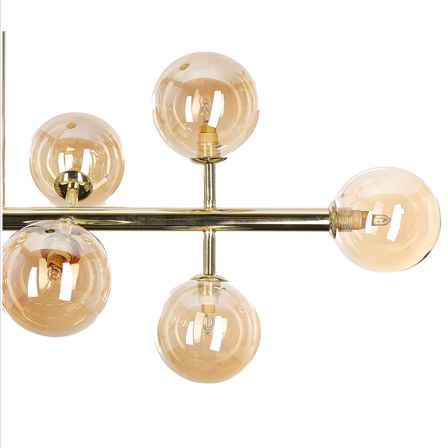 Lighting Pendant Lamp Gold Steel And Glass 10 Lights Modern Ceiling Light