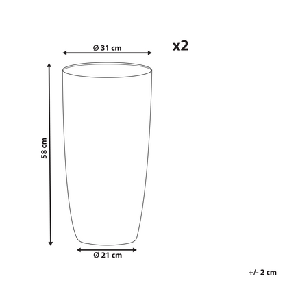 Tall Plant Pot 58cm Minimalistic Grey 31 x 31 Outdoor Indoor