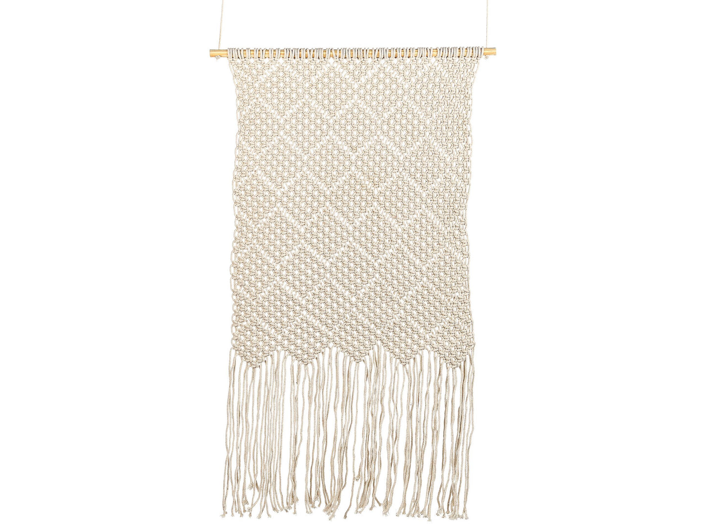 Macrame Wall Hanging Beige Cotton Handmade Boho Decor for Living Room and Bedroom
