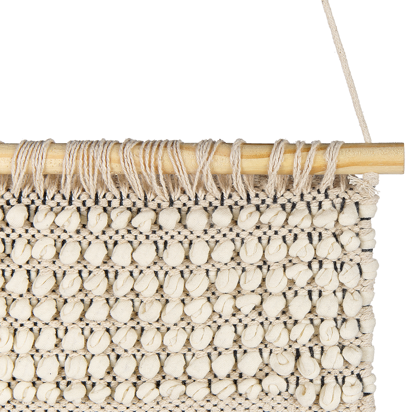 Handwoven Beige Cotton Wall Hanging with Tassels