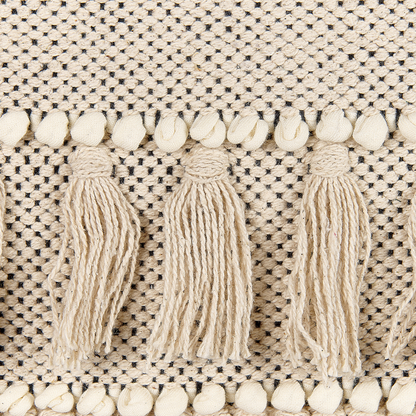 Handwoven Beige Cotton Wall Hanging with Tassels